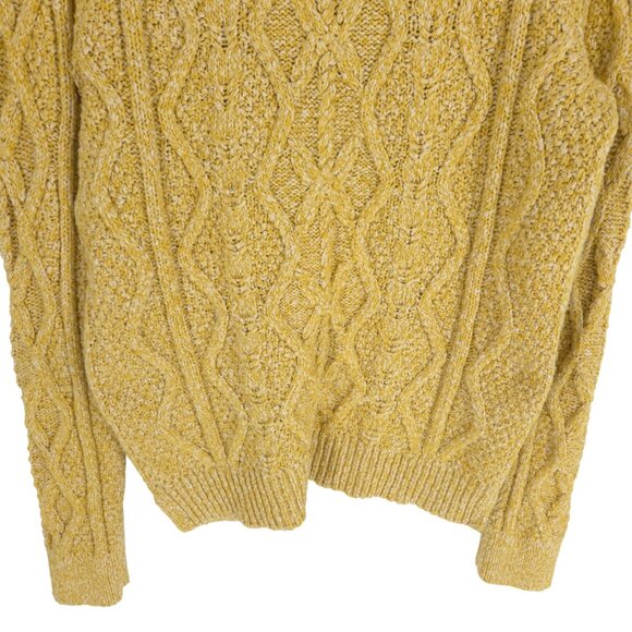 Banana Republic Cable-Knit Crewneck Sweater Marled Yellow Preppy Cheery Cotton M - Picture 8 of 16